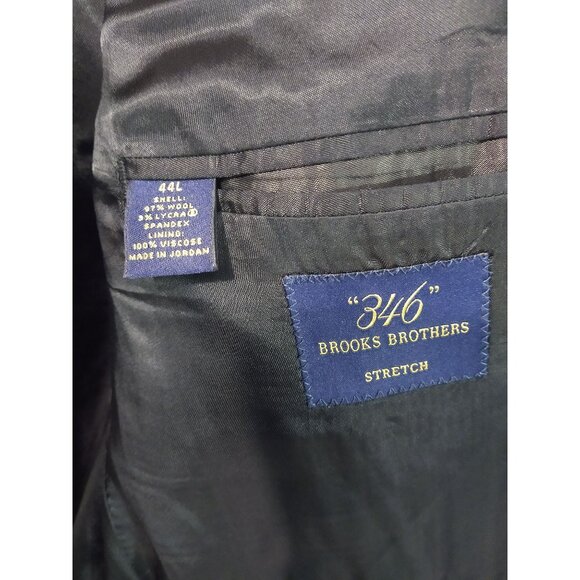 Brooks Brothers Jacket Mens 44L Black Stretch Sport Coat Wool Blazer 346 Preppy - Picture 5 of 8